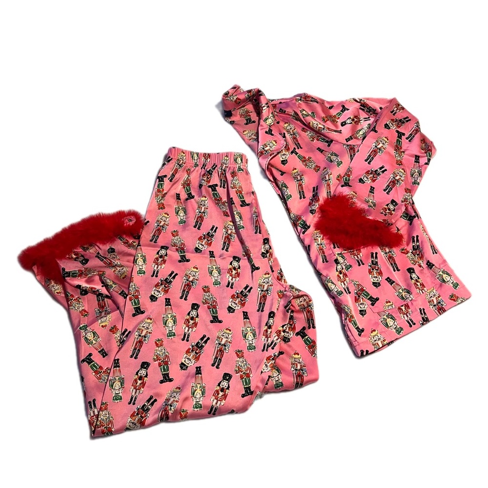 Nutcracker Christmas Theme Pajamas w/ Red Feather Trim - Simply Southern Small - Picture 5 of 5